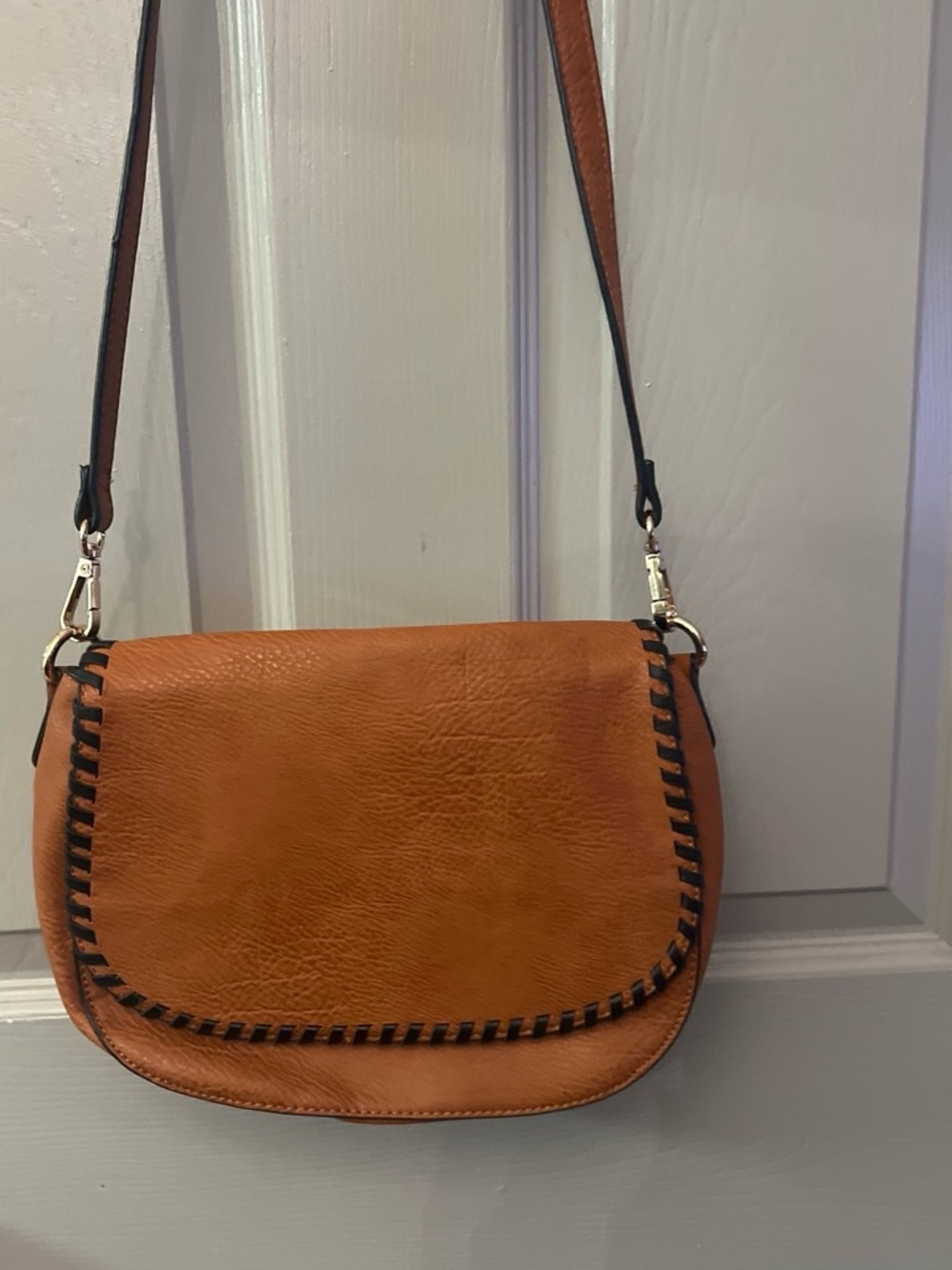 Coco + Carmen Cognac Brown Saddle Bag